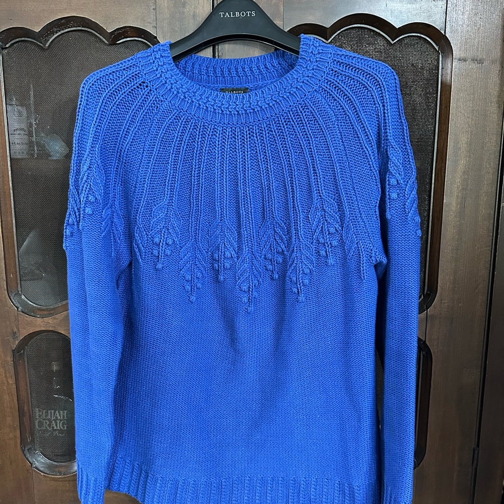 Talbots Vibrant Blue Crew Neck Sweater
